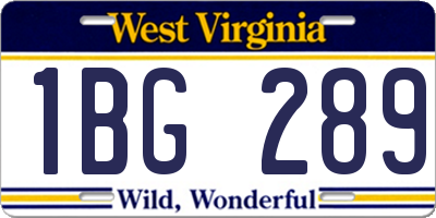 WV license plate 1BG289
