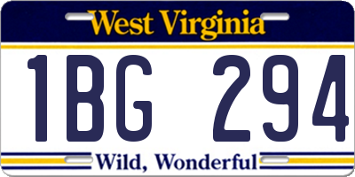 WV license plate 1BG294