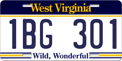 WV license plate 1BG301
