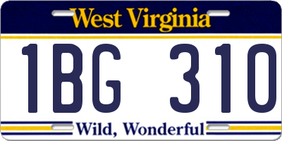 WV license plate 1BG310