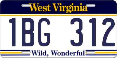 WV license plate 1BG312