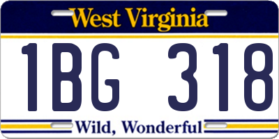 WV license plate 1BG318