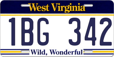 WV license plate 1BG342