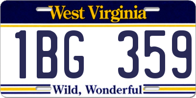 WV license plate 1BG359