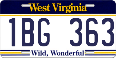 WV license plate 1BG363