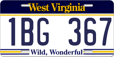 WV license plate 1BG367