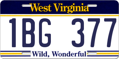 WV license plate 1BG377
