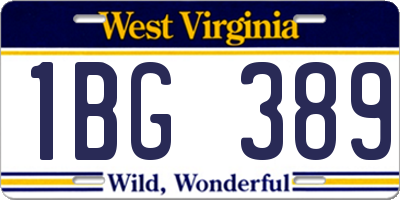 WV license plate 1BG389
