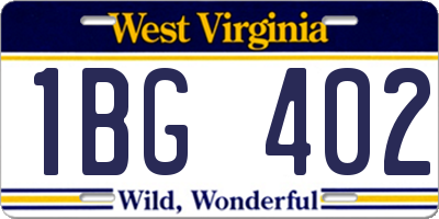 WV license plate 1BG402