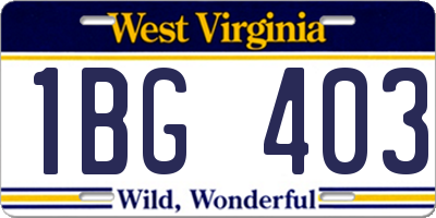 WV license plate 1BG403