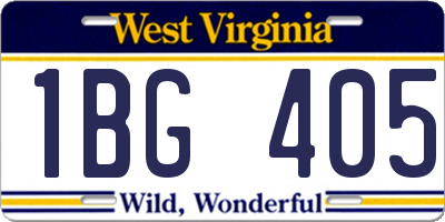WV license plate 1BG405