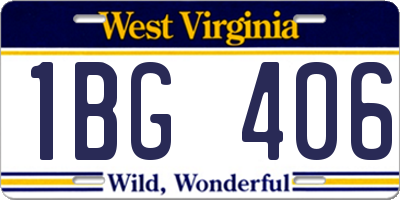 WV license plate 1BG406