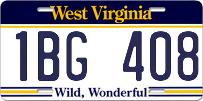 WV license plate 1BG408