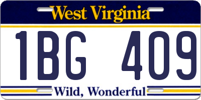 WV license plate 1BG409
