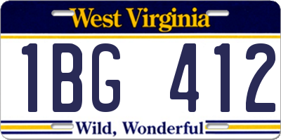 WV license plate 1BG412