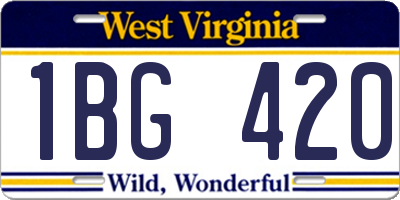 WV license plate 1BG420