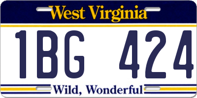 WV license plate 1BG424