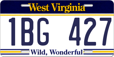 WV license plate 1BG427