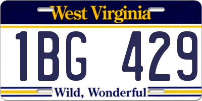 WV license plate 1BG429