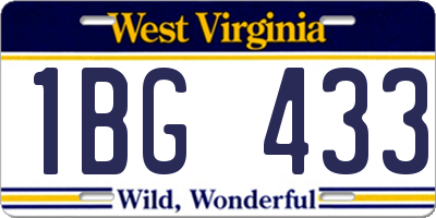 WV license plate 1BG433
