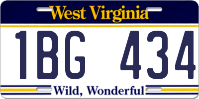 WV license plate 1BG434