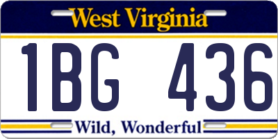 WV license plate 1BG436