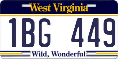 WV license plate 1BG449