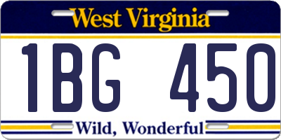 WV license plate 1BG450
