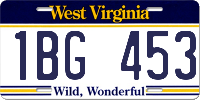 WV license plate 1BG453