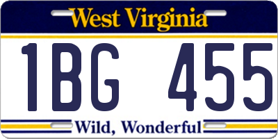 WV license plate 1BG455