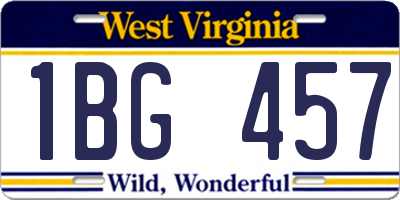 WV license plate 1BG457