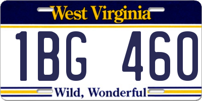 WV license plate 1BG460