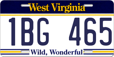 WV license plate 1BG465