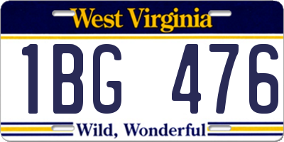 WV license plate 1BG476