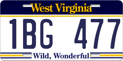 WV license plate 1BG477