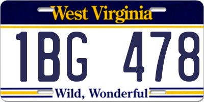 WV license plate 1BG478