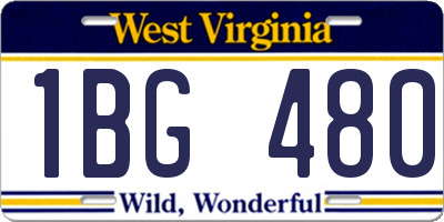 WV license plate 1BG480