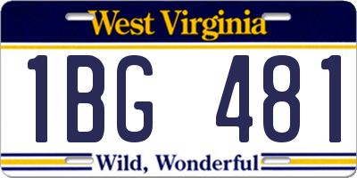 WV license plate 1BG481