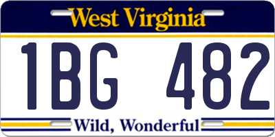 WV license plate 1BG482