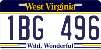 WV license plate 1BG496