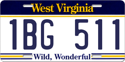 WV license plate 1BG511