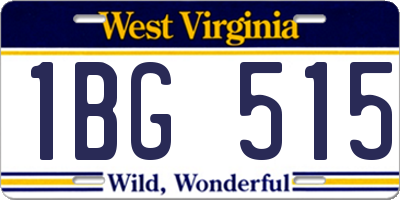 WV license plate 1BG515