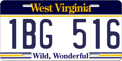 WV license plate 1BG516