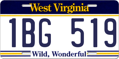 WV license plate 1BG519