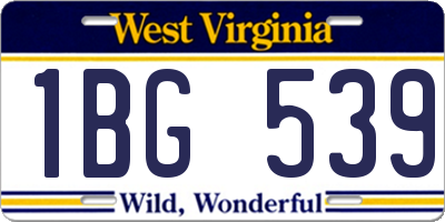 WV license plate 1BG539