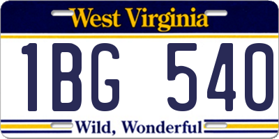 WV license plate 1BG540