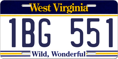 WV license plate 1BG551