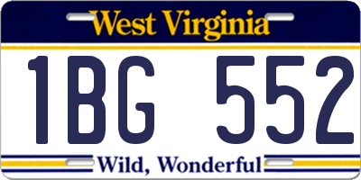 WV license plate 1BG552