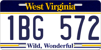 WV license plate 1BG572