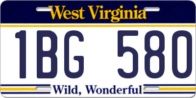 WV license plate 1BG580